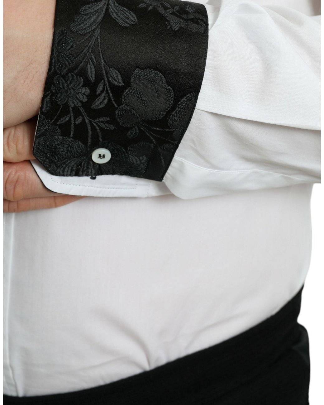 Dolce & Gabbana White Cotton Jacquard Formal Dress Shirt for men
