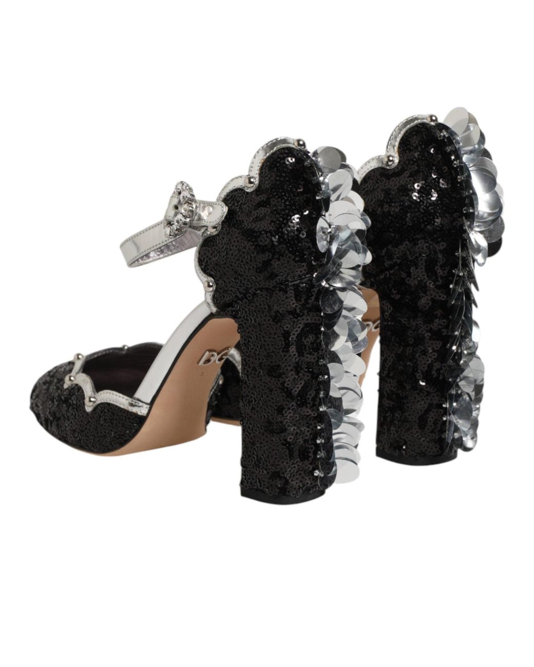 Dolce & Gabbana Black Sequin Ankle Strap Sandals Shoes