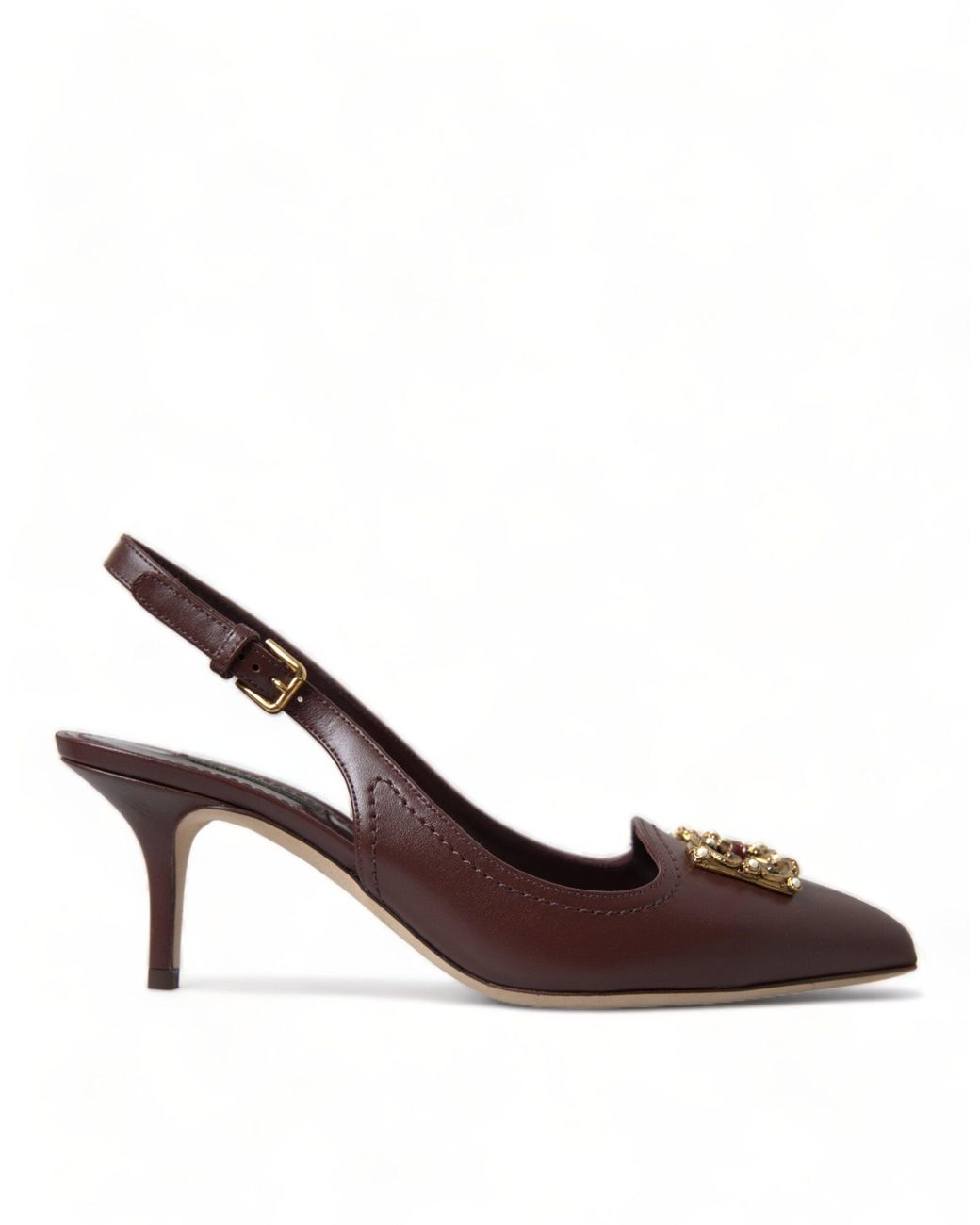 Dolce & Gabbana Brown Leather Gold Dg Amore Pumps Shoes | Lyst