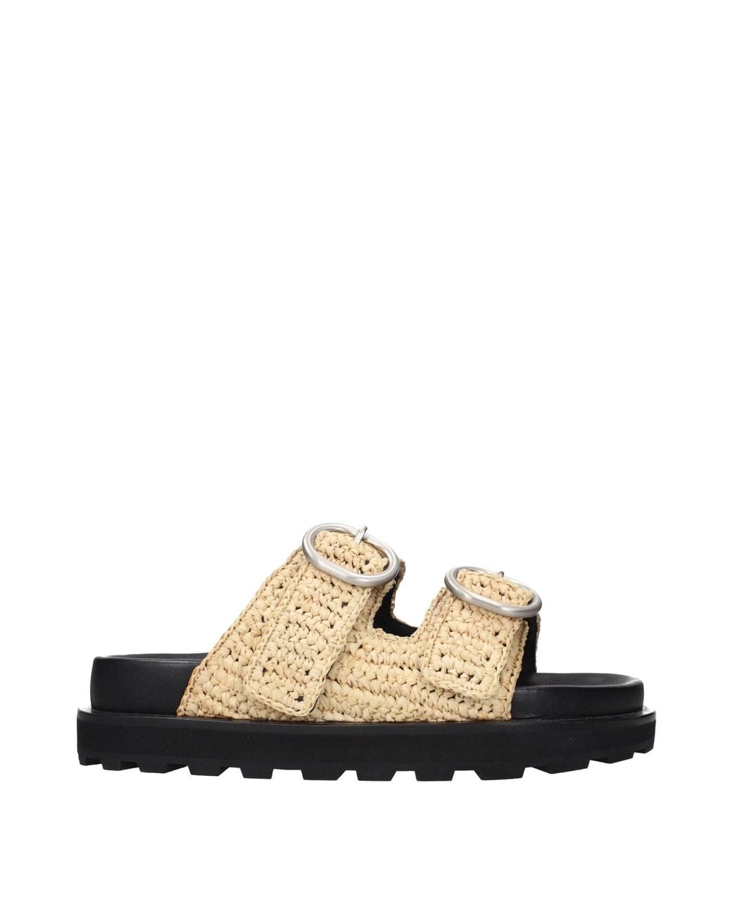 Jil Sander Natural Beige Raffia Slippers