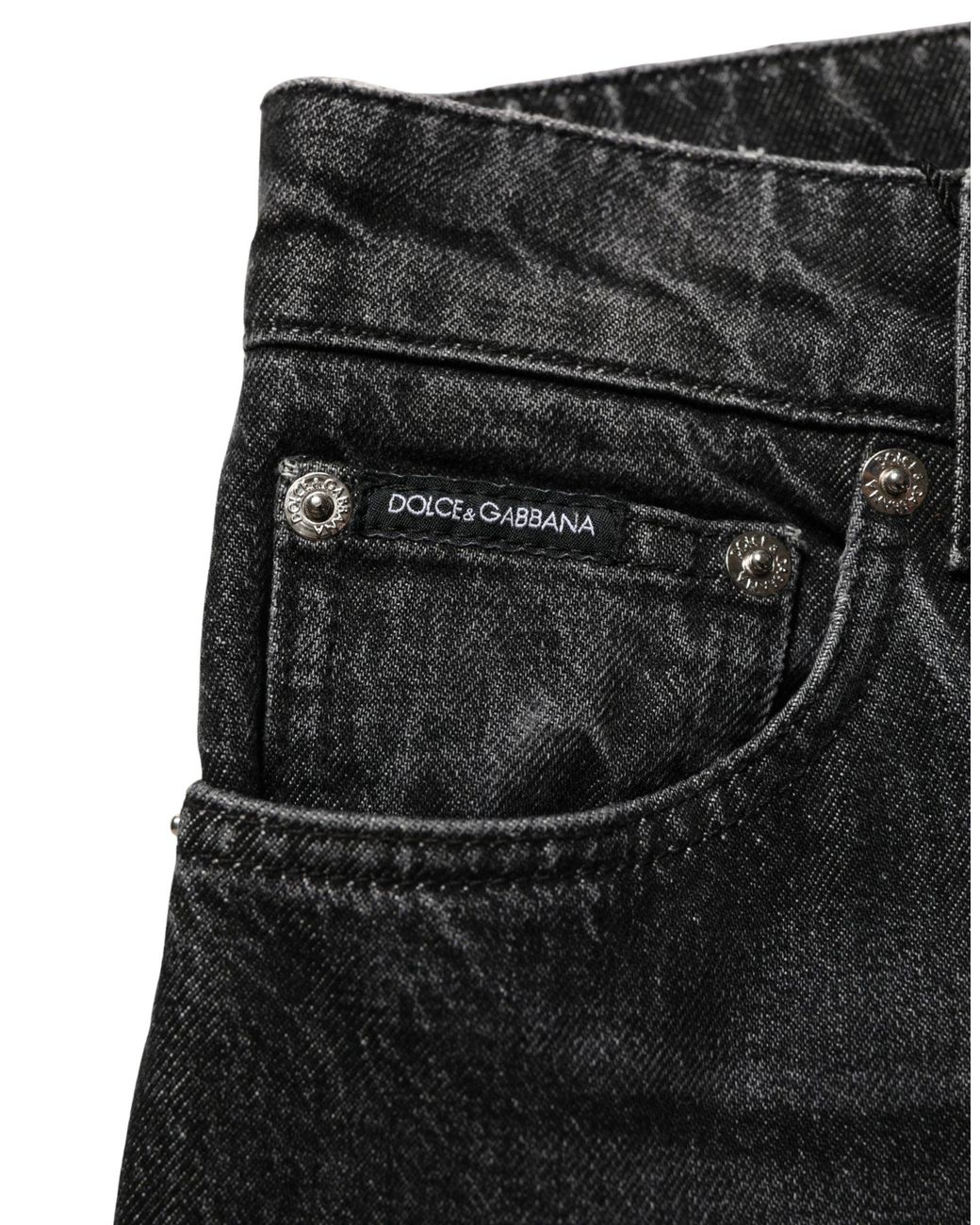 Dolce & Gabbana Black Cotton Stretch Straight Denim Jeans