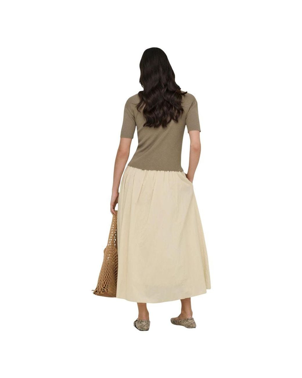 Jacqueline De Yong Natural Cotton Long Skirt
