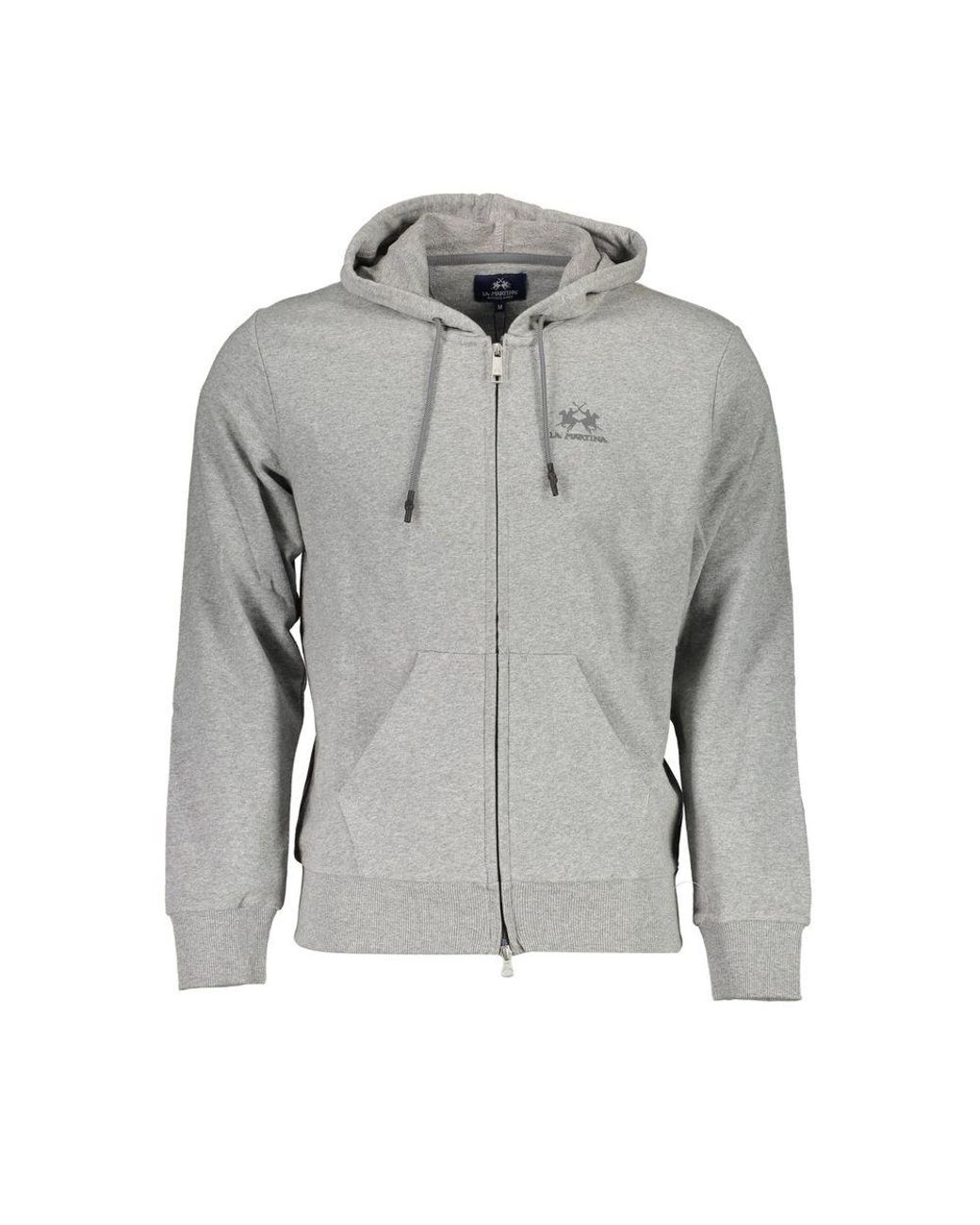 La Martina Gray Elegant Hooded Sweatshirt For for men
