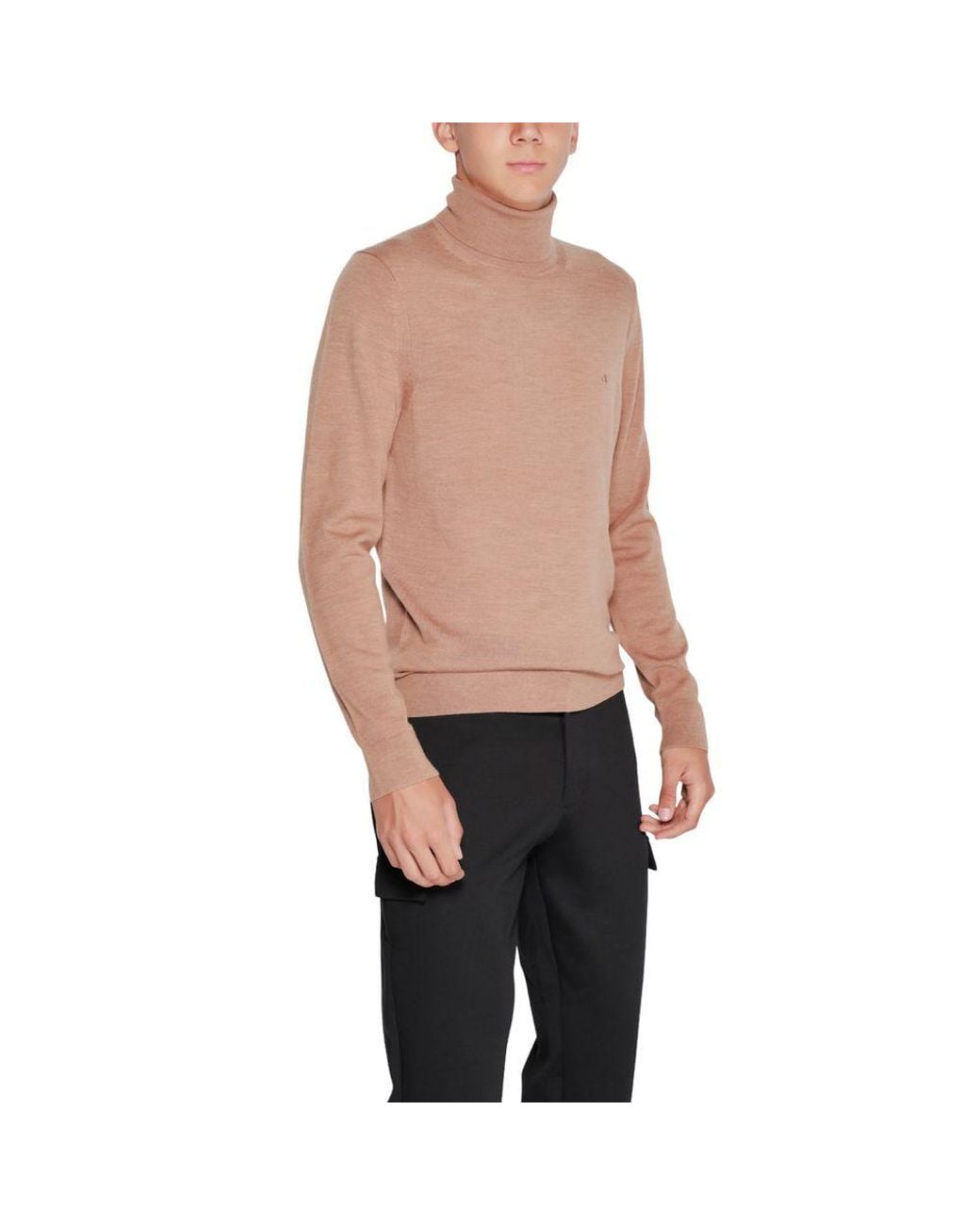 Calvin Klein Natural Beige Wool Turtleneck for men