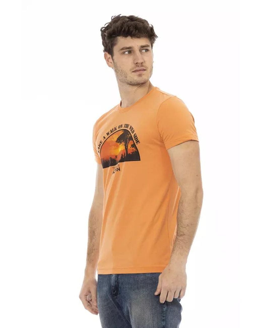 TRUSSARDI ACTION Blue Orange Cotton Men T for men