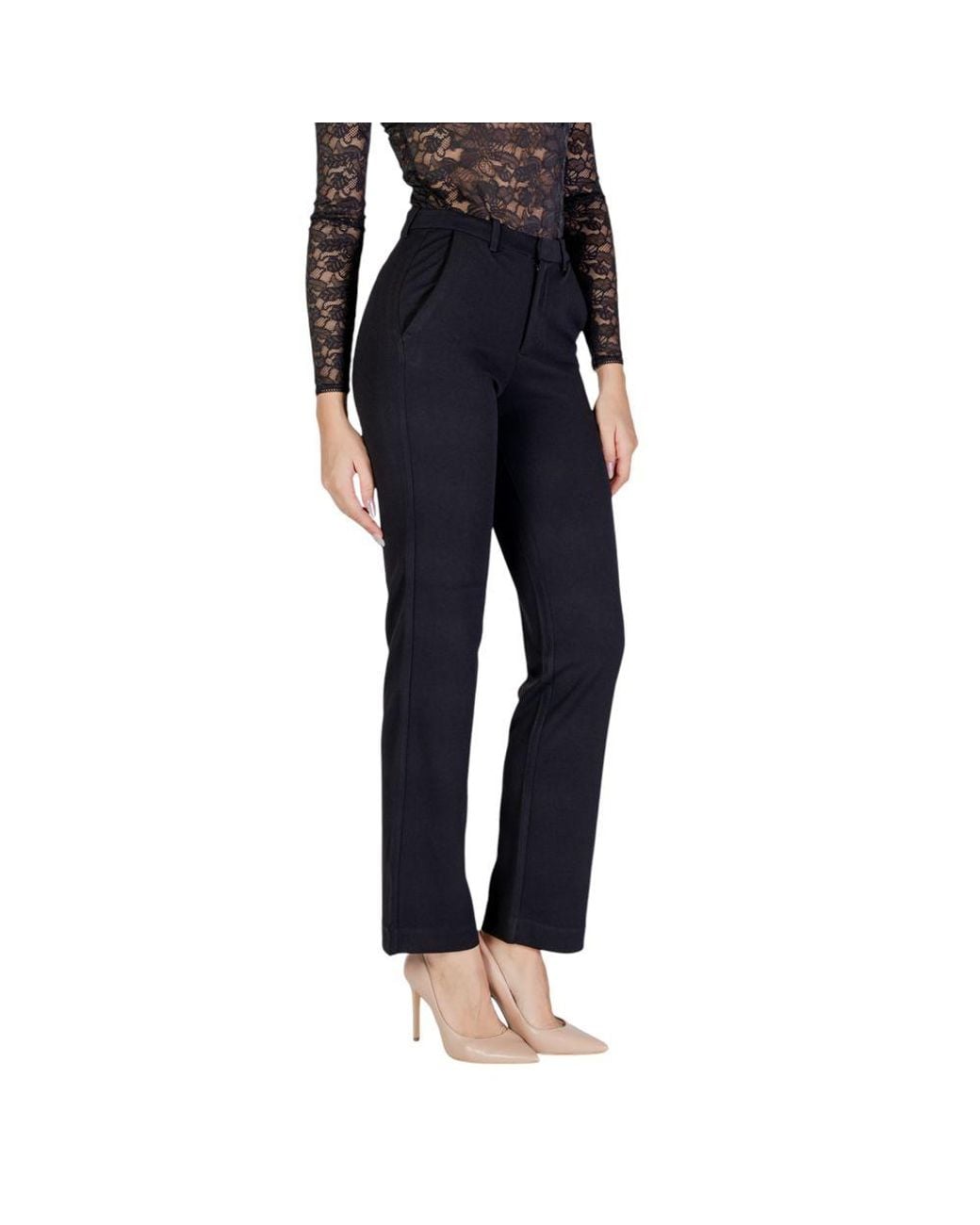 ONLY Blue Black Recycled Polyester Flared Pants