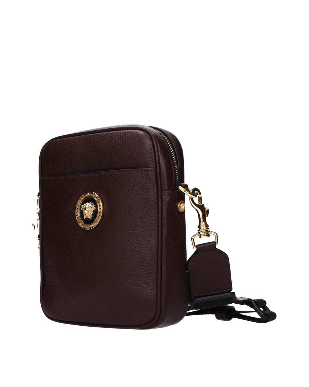 Versace Black Purple Leather Crossbody Bag for men