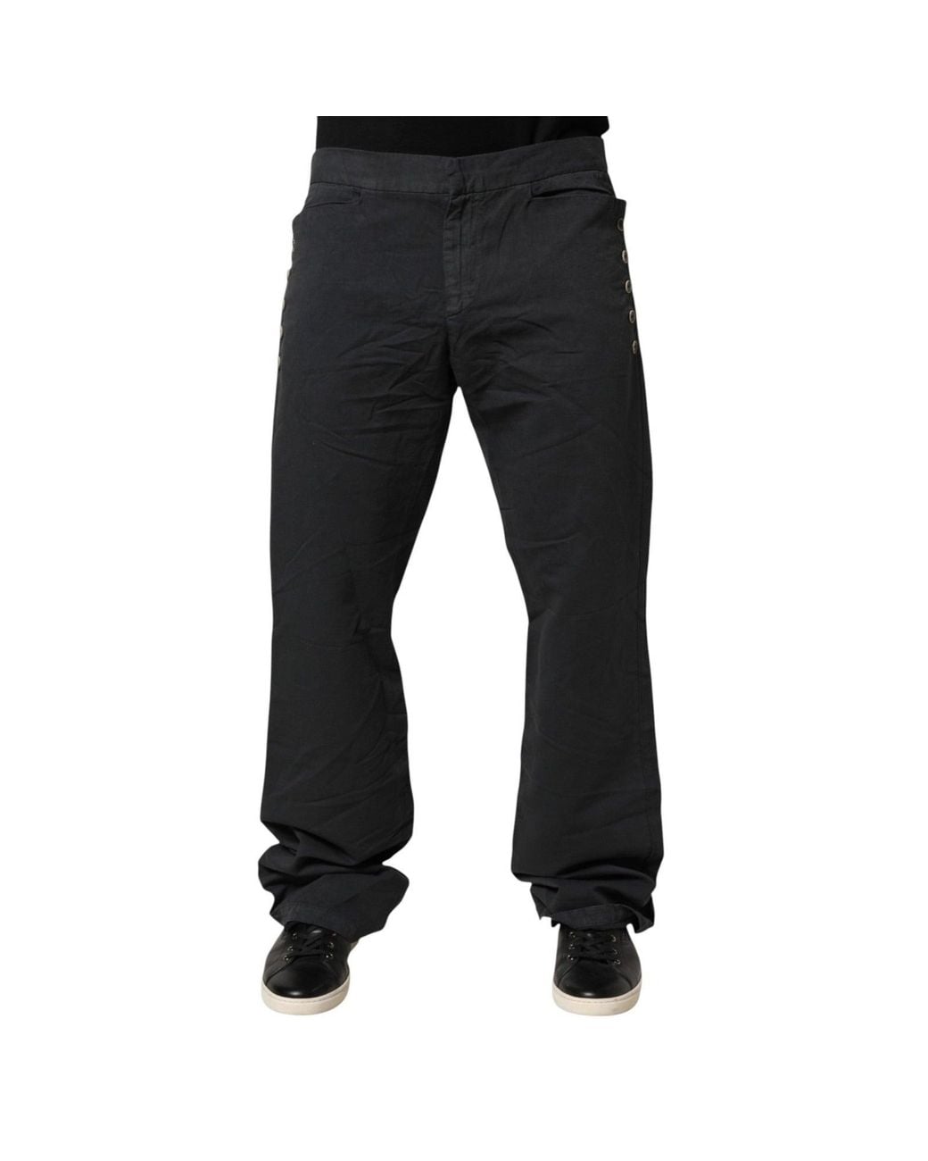 Just Cavalli Black Straight Fit Mid Waist Denim Trouser Jeans Cotton-Elastane for men