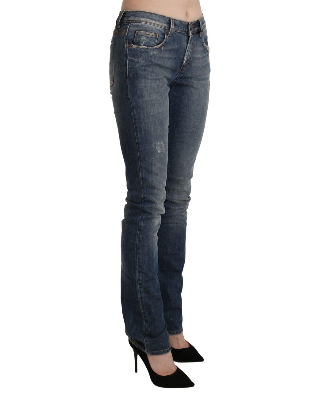 Ermanno Scervino Blue Washed Mid Waist Skinny Denim Jeans