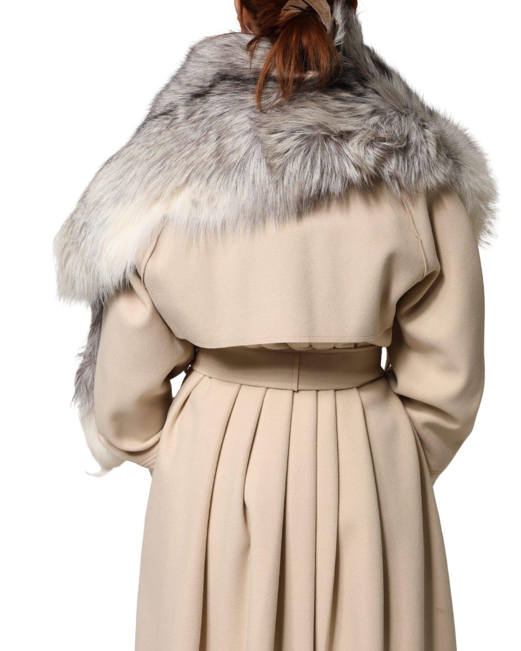 Dolce & Gabbana Gray Fox Fur Neck Wrap Warmer Winter Scarf