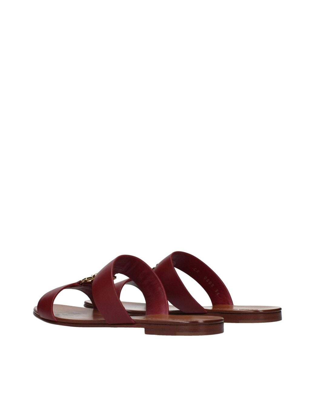 Dolce & Gabbana Brown Red Leather Slippers