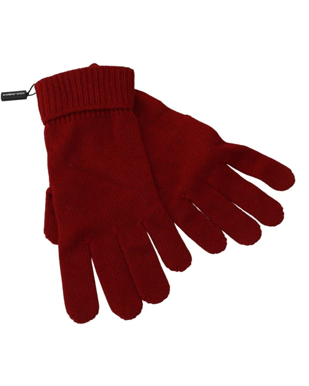 Dolce & Gabbana Red Cashmere Knit Winter Gloves for men