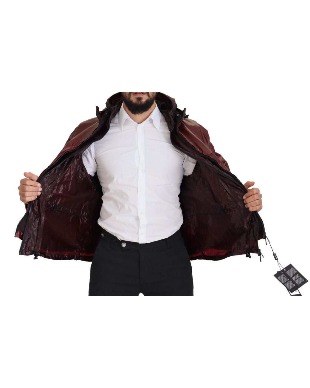 Dolce & Gabbana Red Bordeaux Cotton Hooded Full Zip Jacket for men