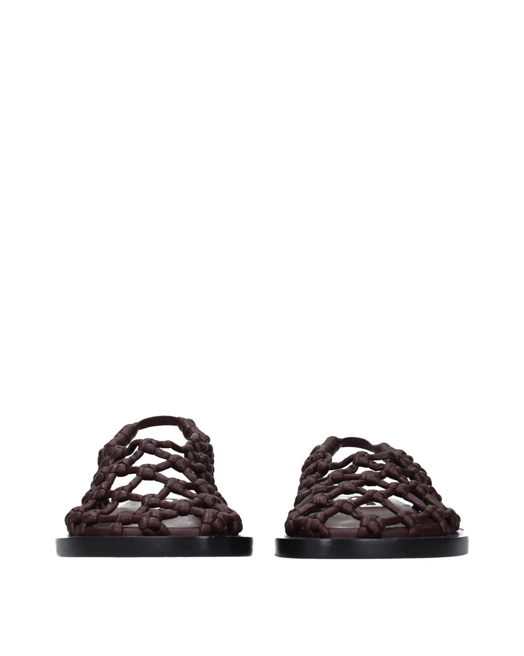 Jil Sander Multicolor Brown Leather Flat Sandals