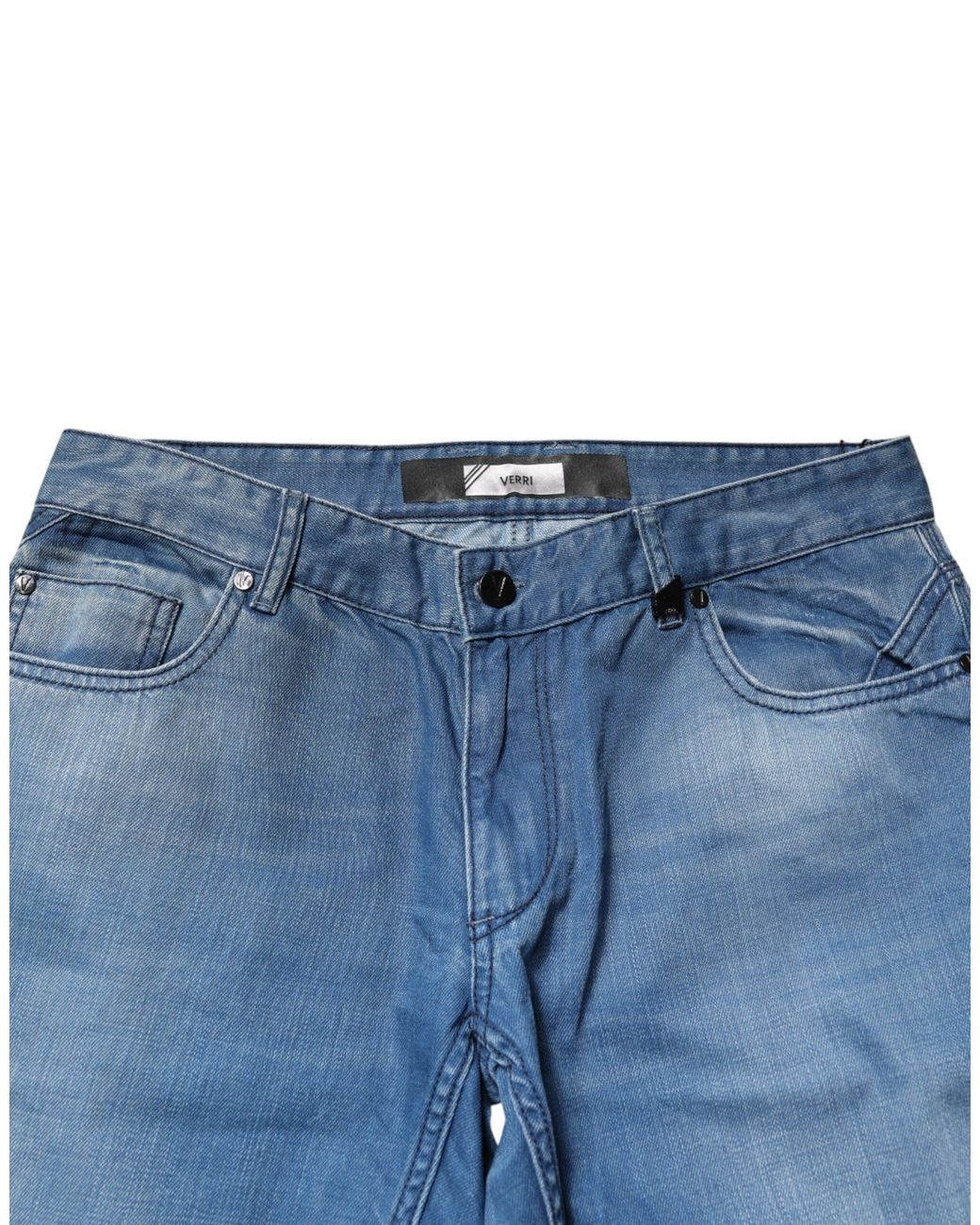 Verri Blue Washed Cotton Skinny Fit Men Denim Trouser Jeans for men