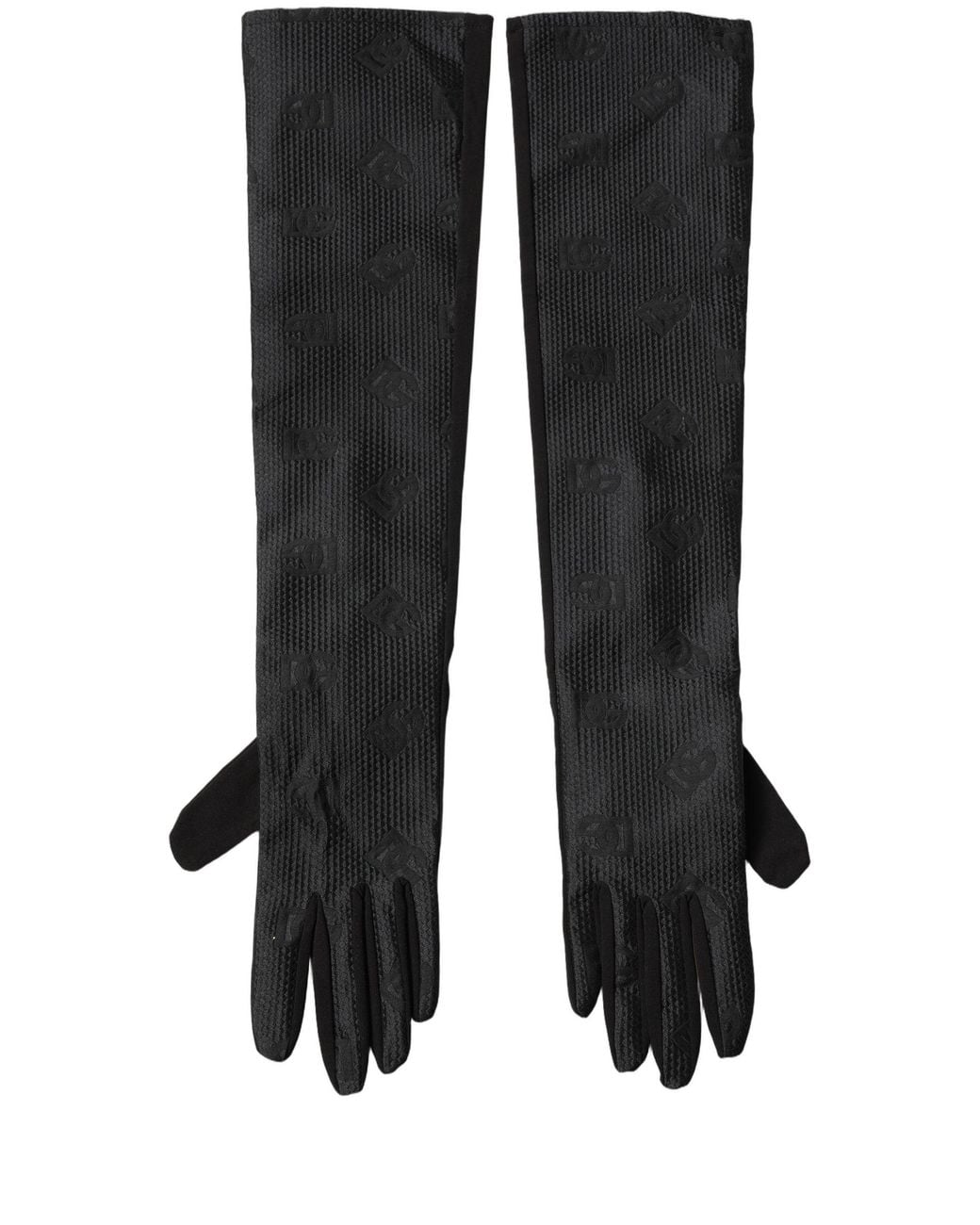 Dolce & Gabbana Black Viscose Long Elbow Length Gloves for men