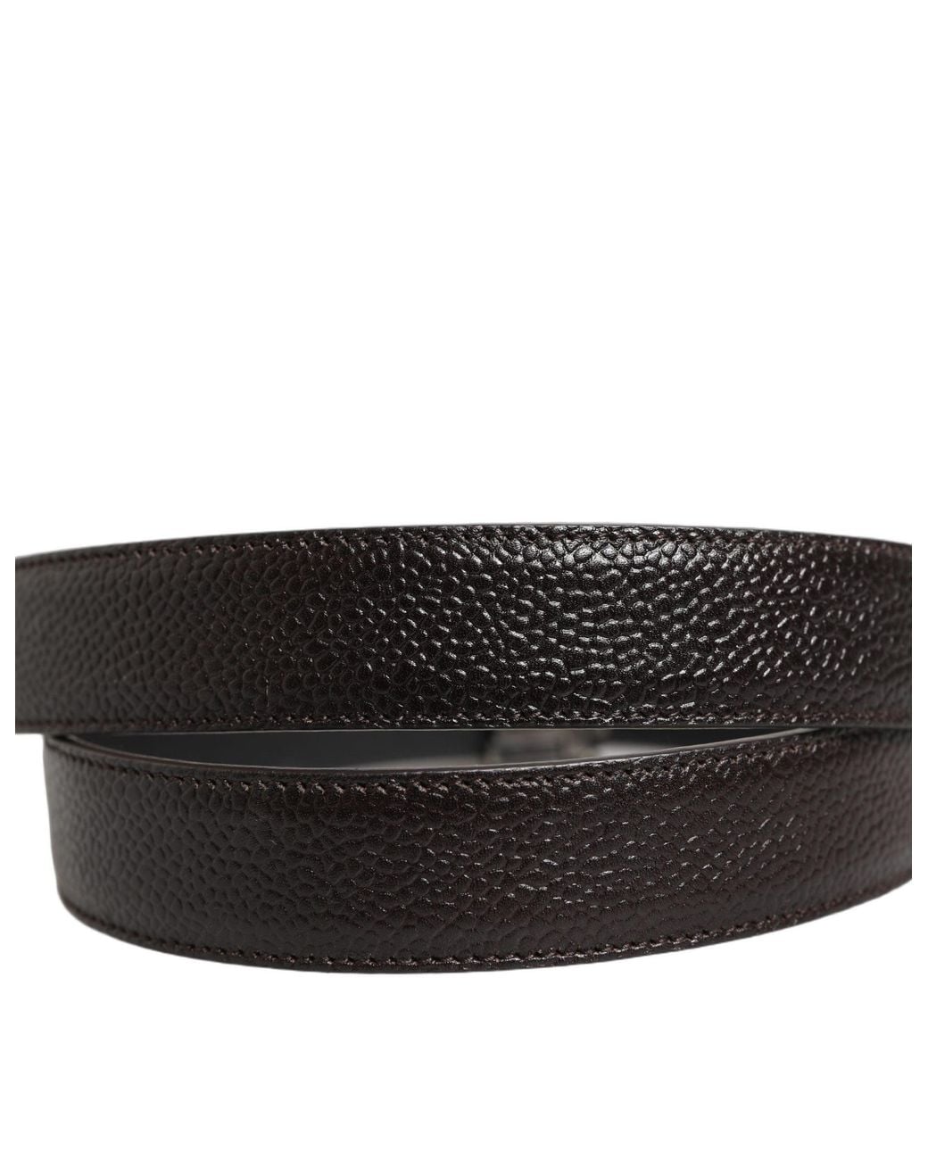 Dolce & Gabbana Black Brown Calf Leather Vintage Style Silver Buckle Belt for men