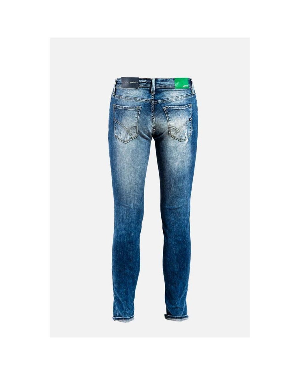 Gas Blue Cotton Relaxed Fit Jeans for men