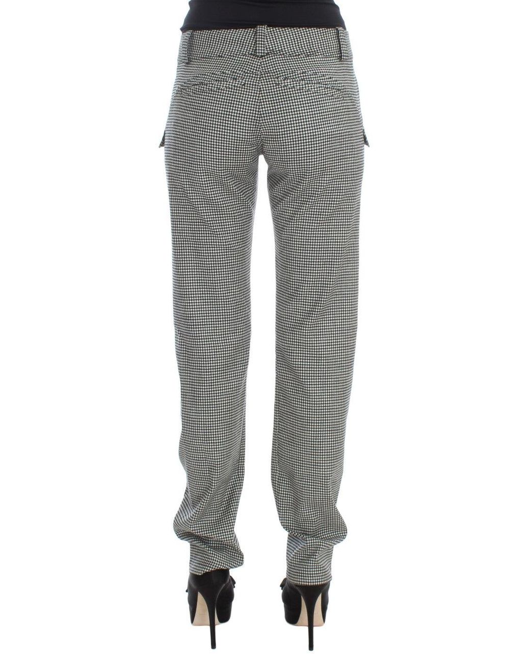 Ermanno Scervino Gray Checkered Cotton Casual Pants