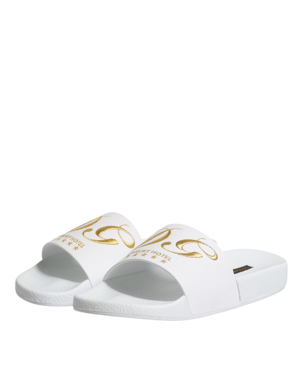 Dolce & Gabbana White Leather Slides Sandals Beachwear Shoes for men