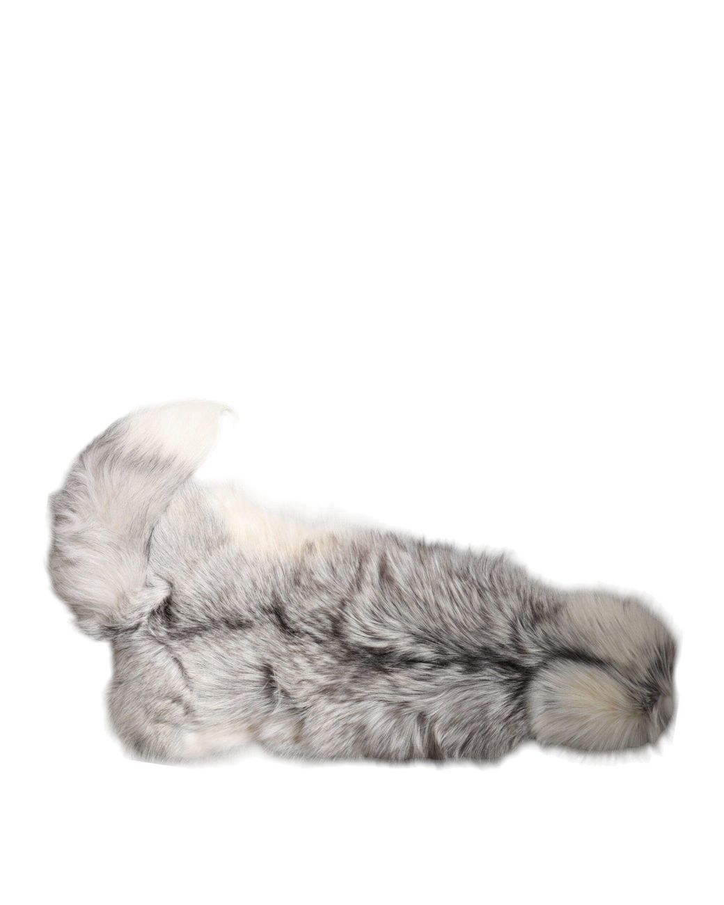 Dolce & Gabbana Gray Fox Fur Neck Wrap Warmer Winter Scarf