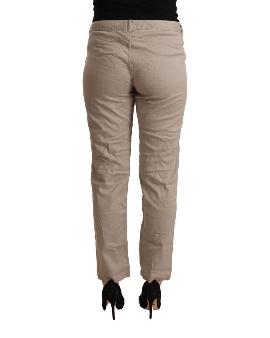 Acht Multicolor Beige Mid Waist Tapered Casual Pants