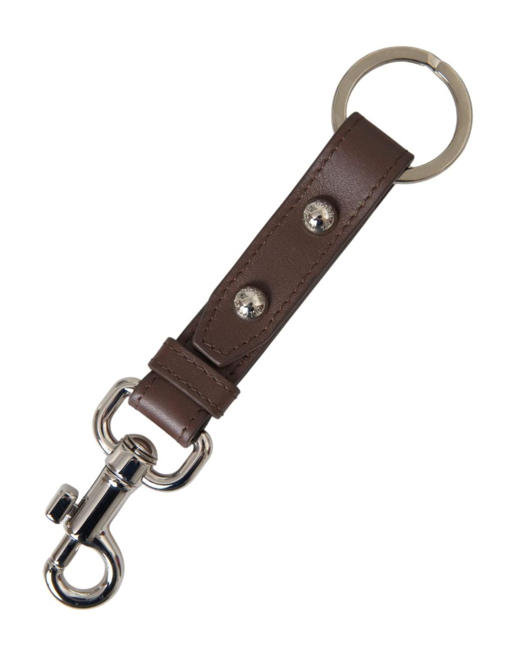 Dolce & Gabbana Metallic Plain Leather Brass Keyring Holder Keychain