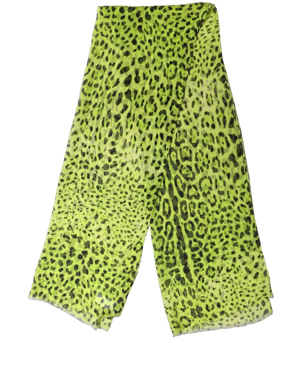 Dolce & Gabbana Green Leopard Print Silk Shawl Stole Scarf