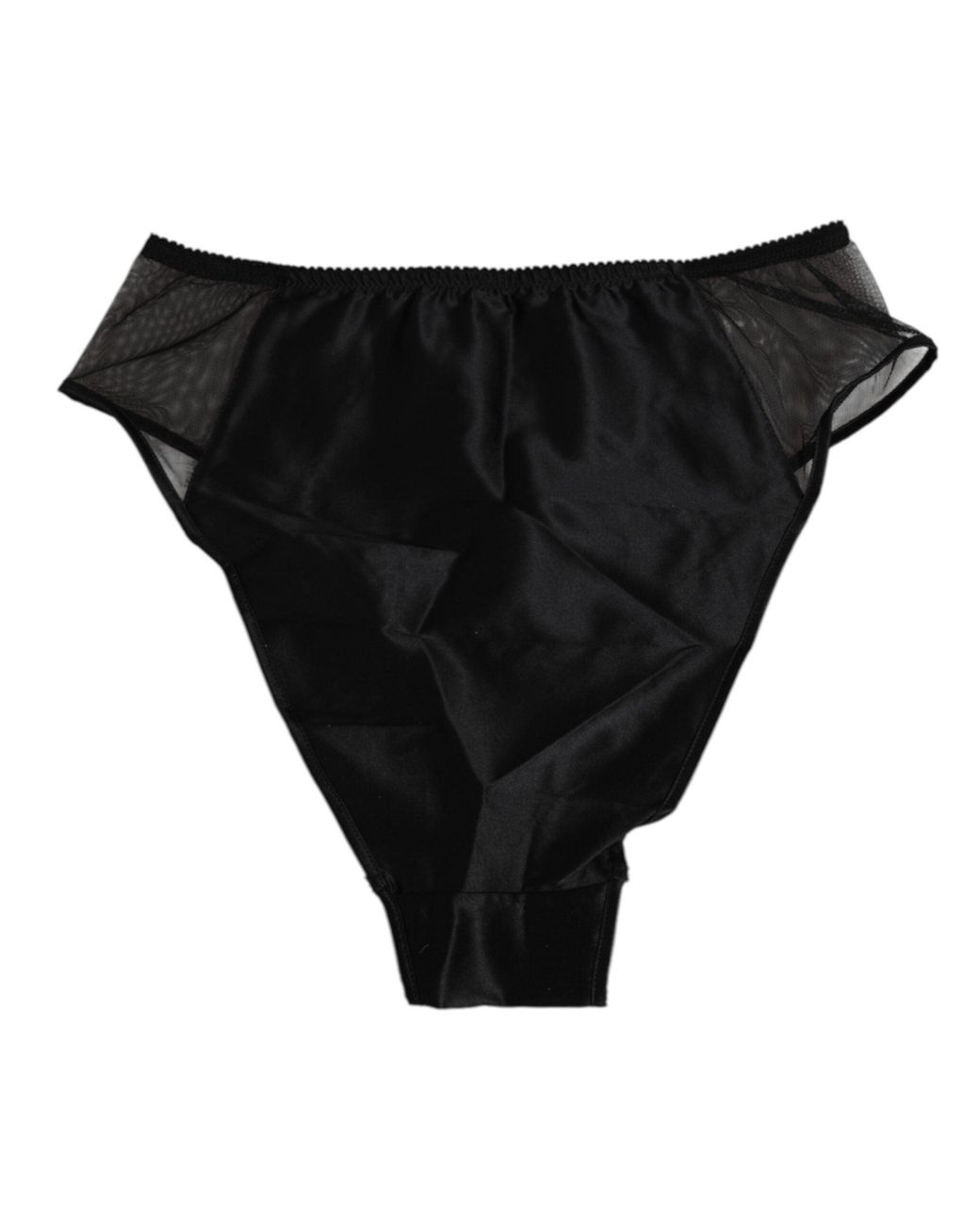 Dolce & Gabbana Black Silk Stretch High Waist Panty Underwear 08+Se Clothing