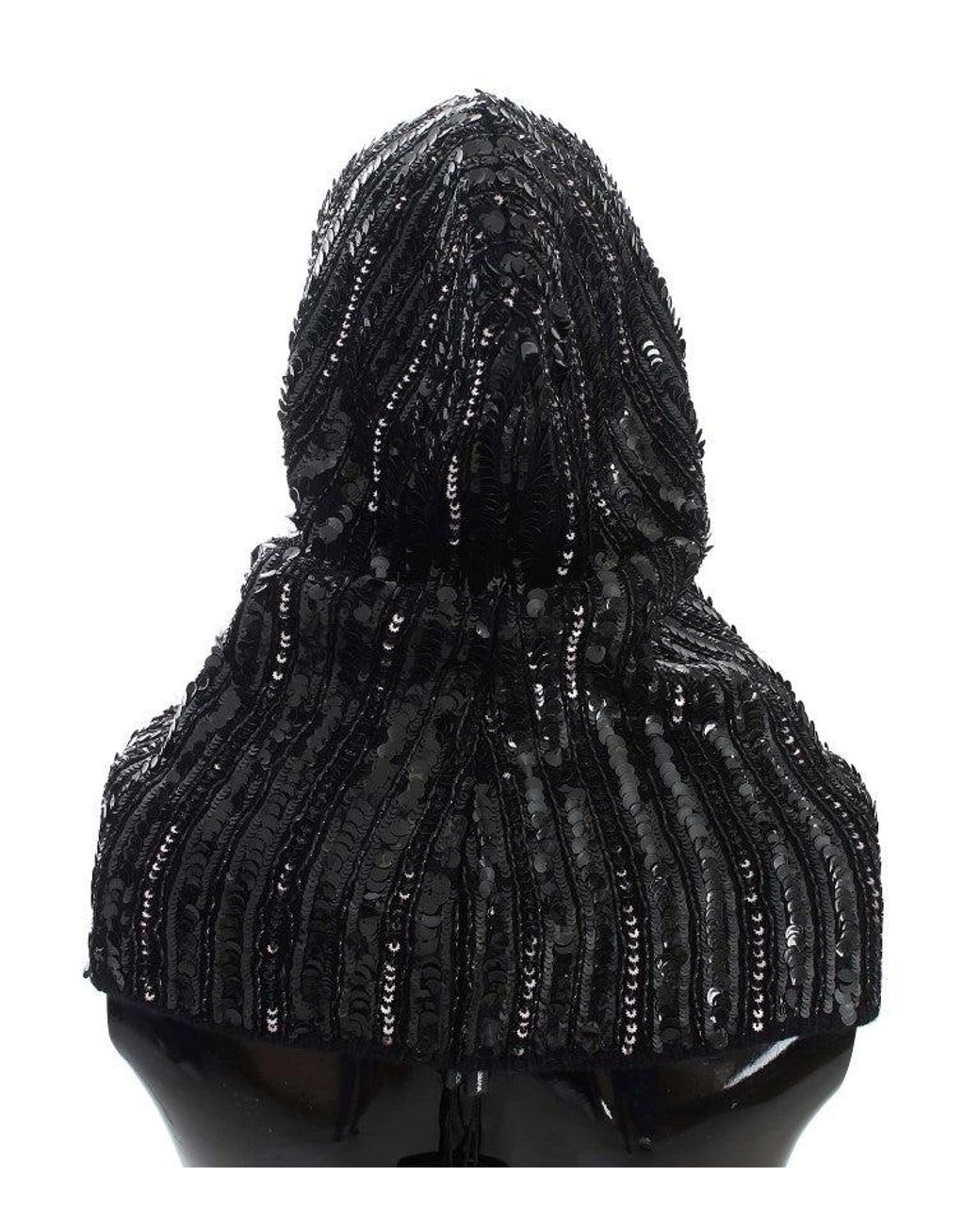 Dolce & Gabbana Black Knitted Sequin Hood Scarft
