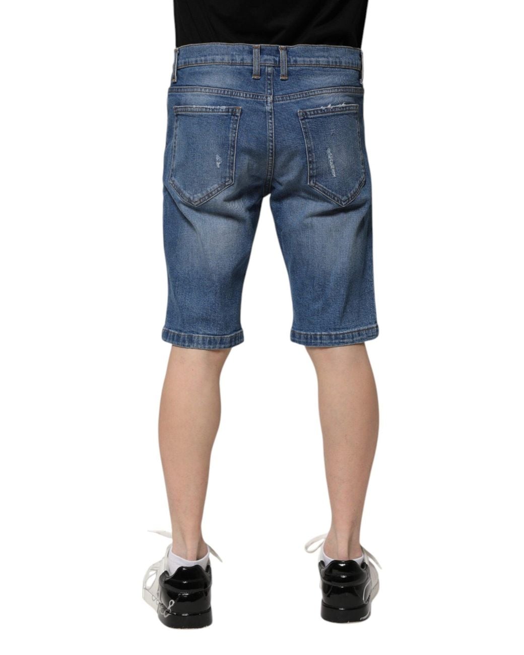 Dolce & Gabbana Blue Distressed Denim Shorts for men