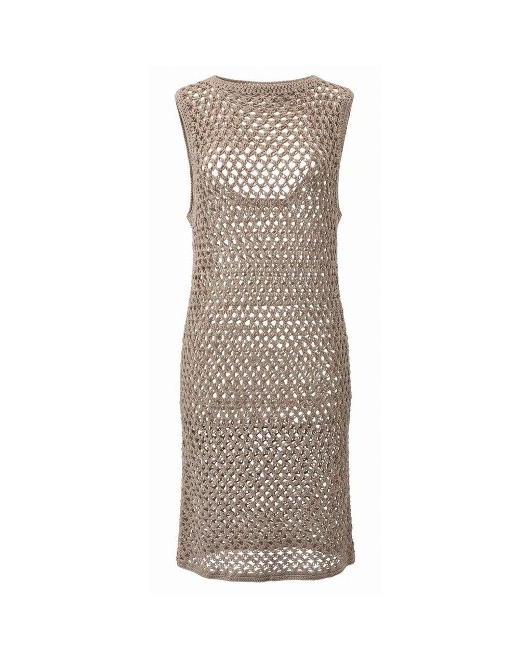 Malo Natural Beige Cotton Dress