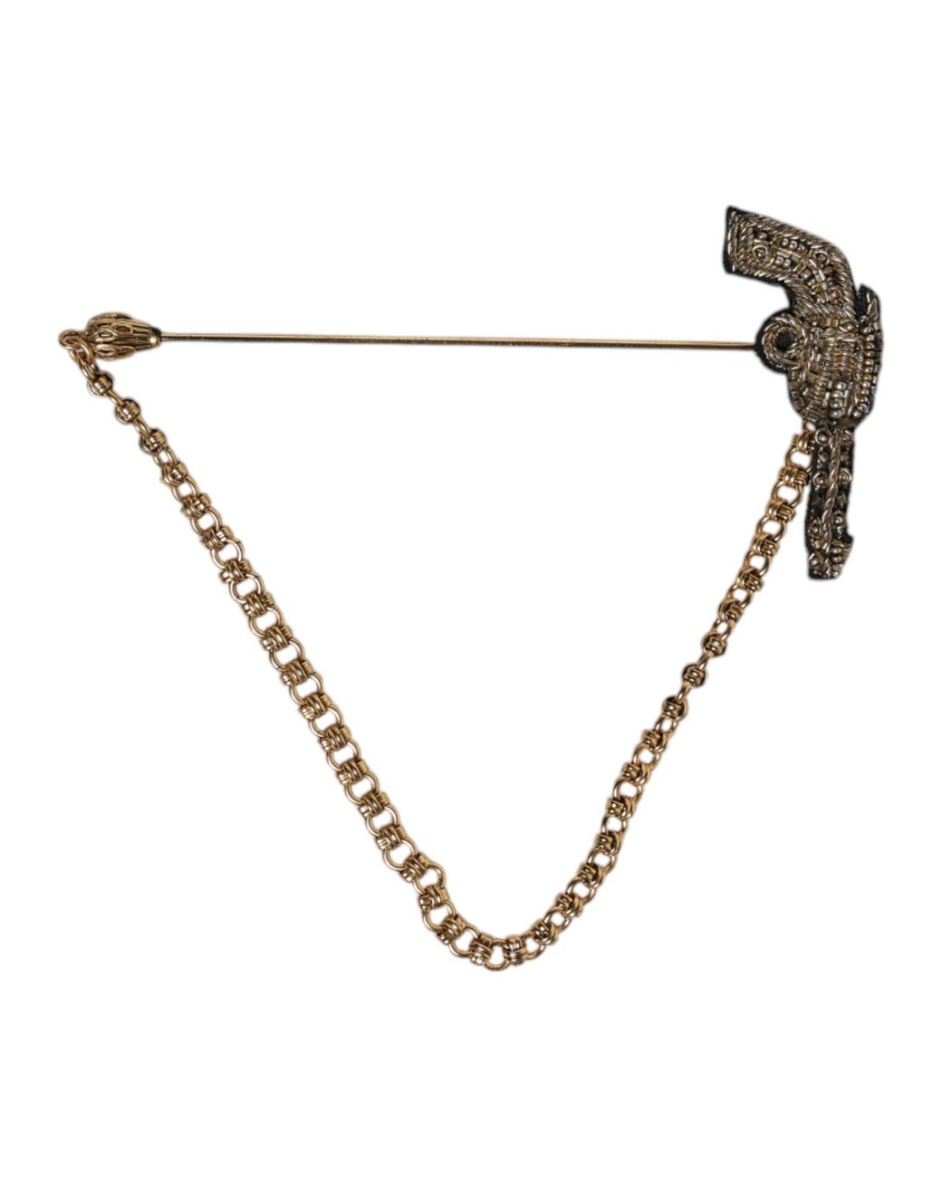 Dolce & Gabbana Natural Brass Copper Revolver Brooch Lapel Pin for men