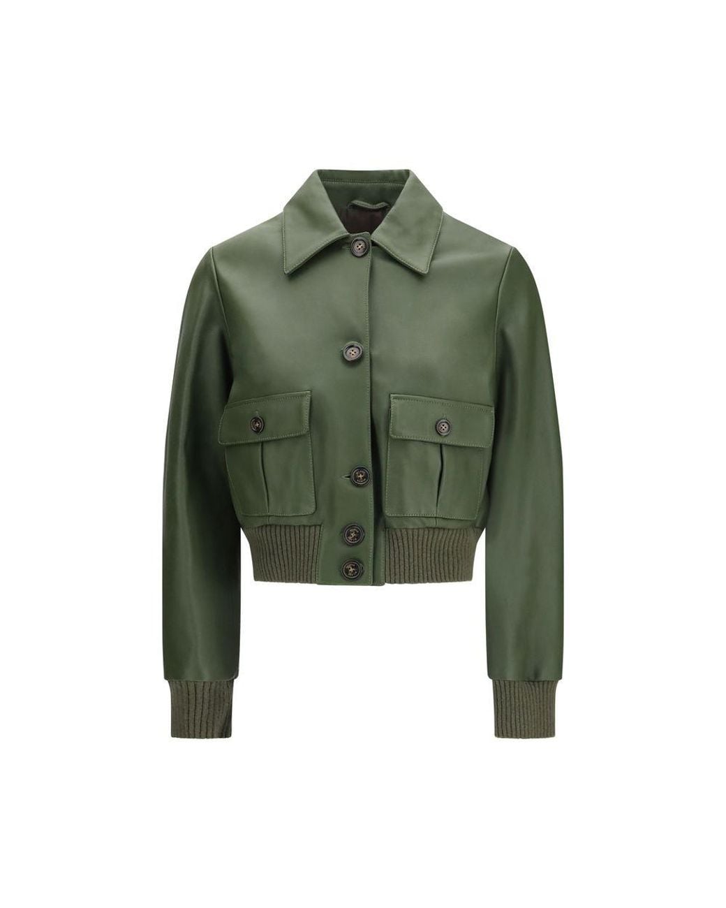 Valstar Green Bicolor Leather Leather Jacket