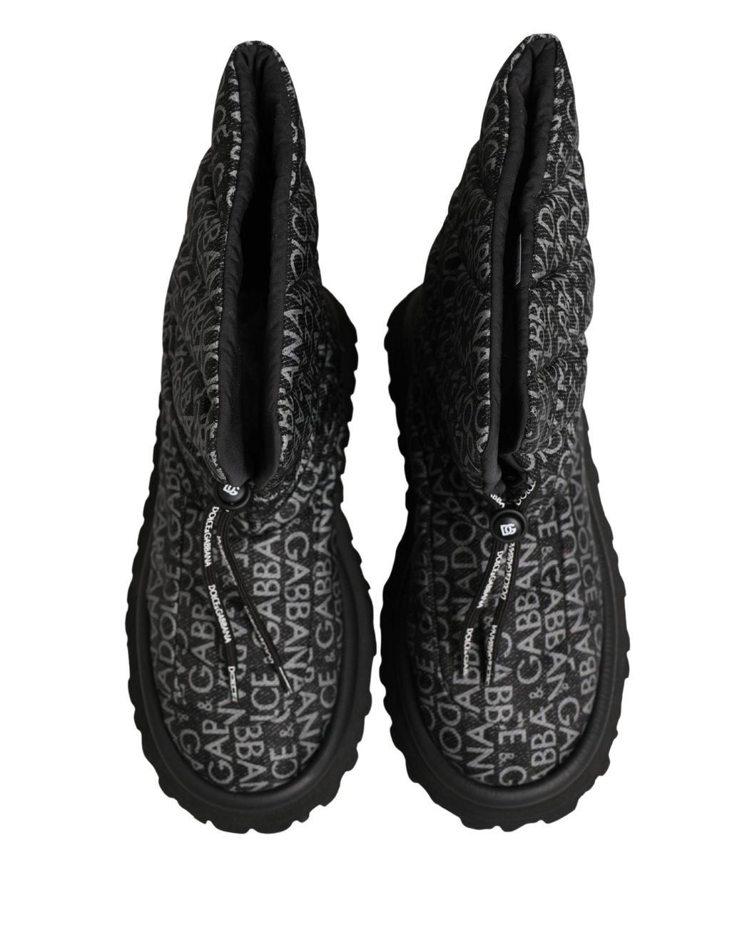Dolce & Gabbana Black Logo Print Lace Up Snow Boots Shoes for men