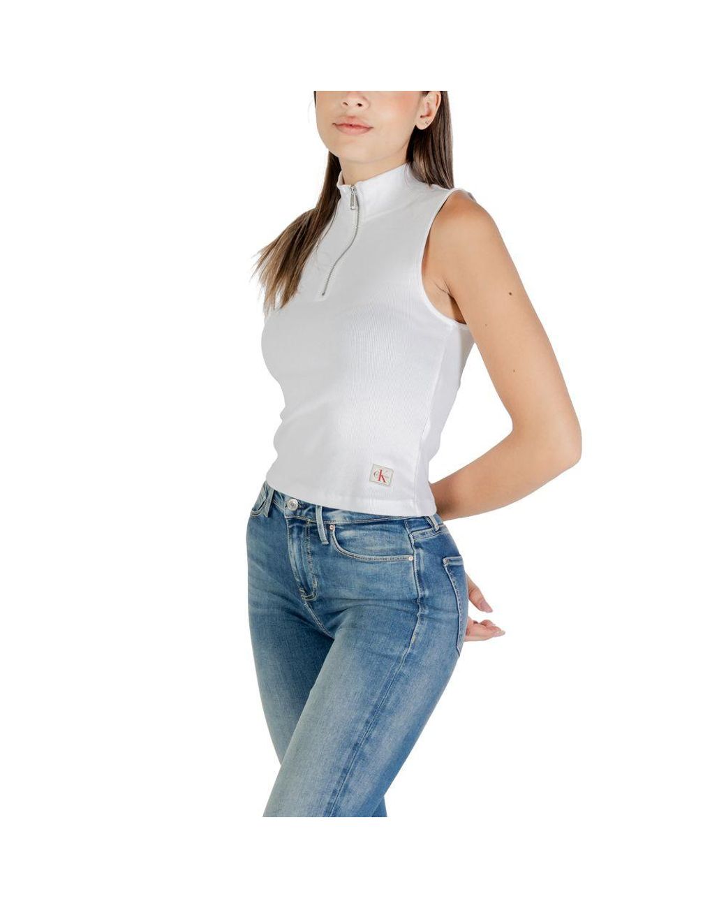 Calvin Klein Blue White Cotton Top