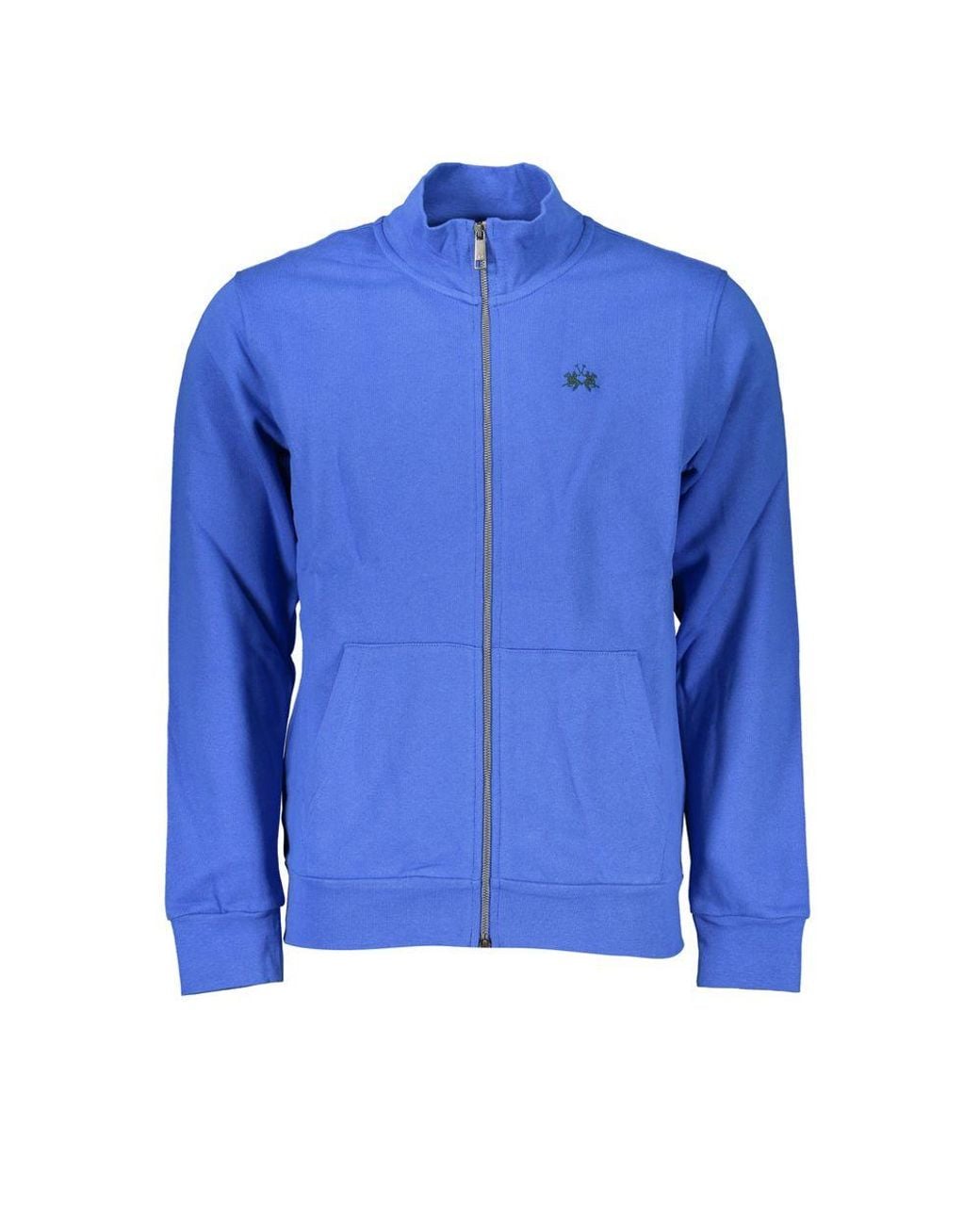La Martina Blue Elegant Fleece Sweatshirt With Embroidery for men