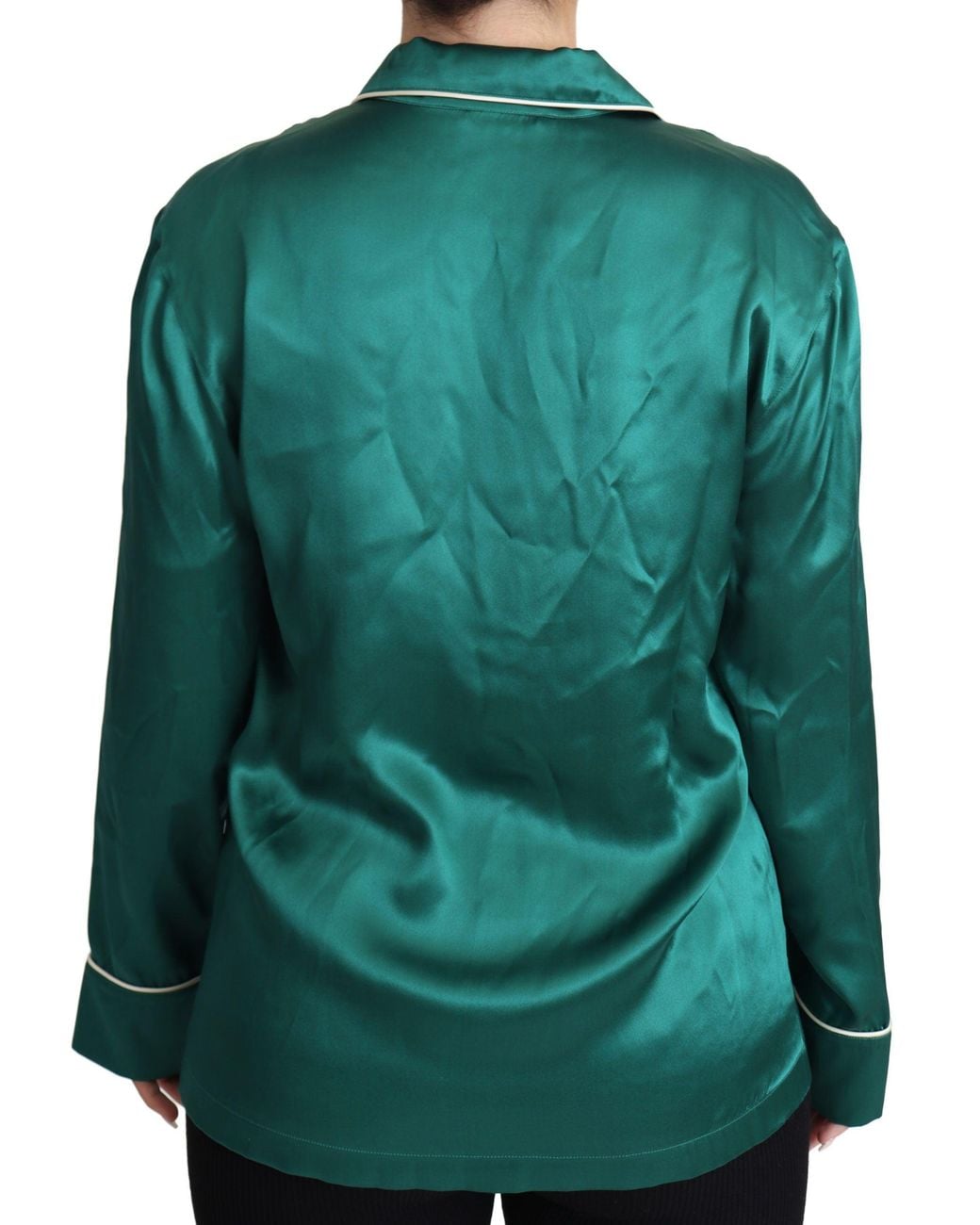 Dolce & Gabbana Green Pyjama Blouse Silk Lounge Sleepwear Top