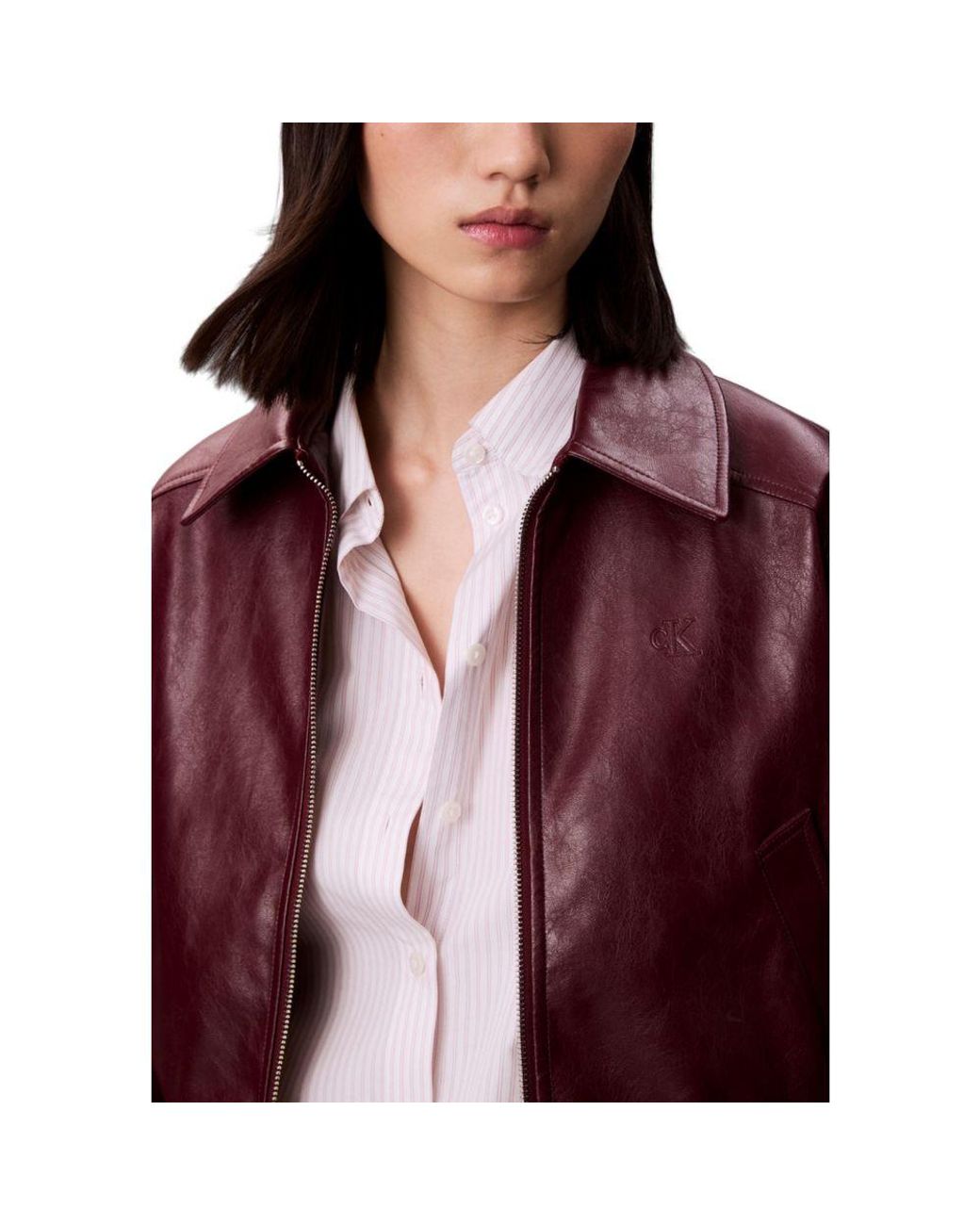 Calvin Klein Red Bordeaux Polyethylene Leather Jacket
