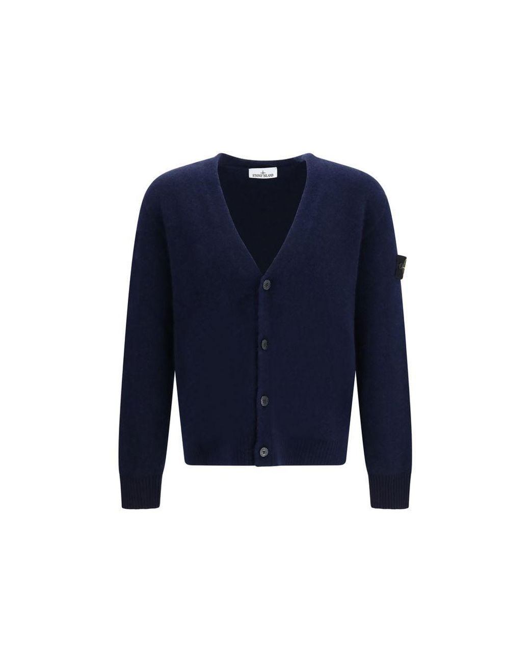 Stone Island Blue Alpaca Vicugna Pacos Cardigan for men