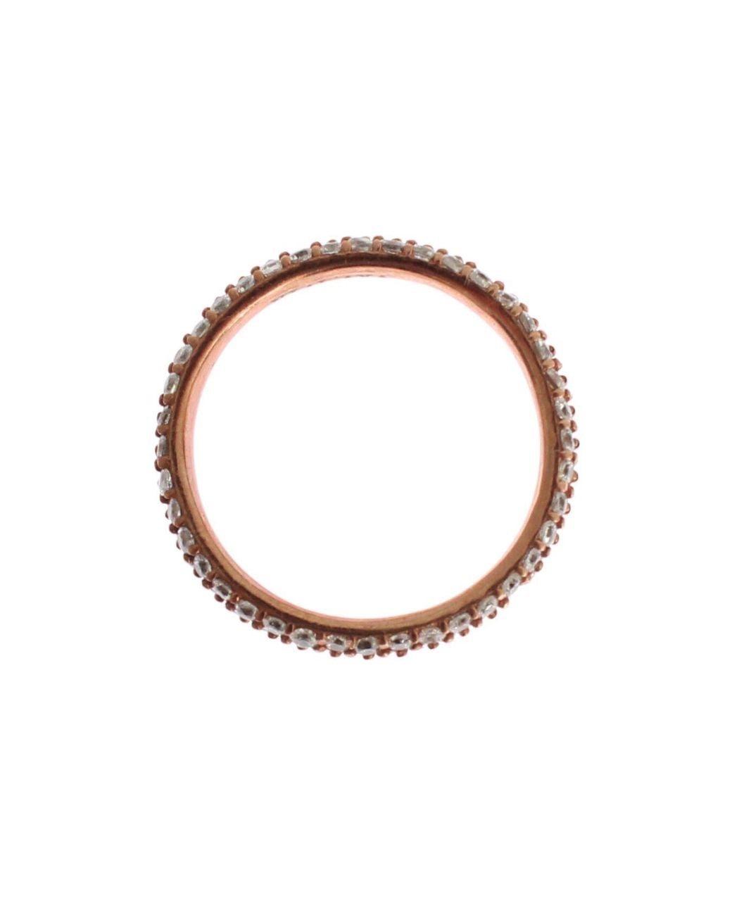 Nialaya Black Pink Gold 925 Silver Clear Cz Ring