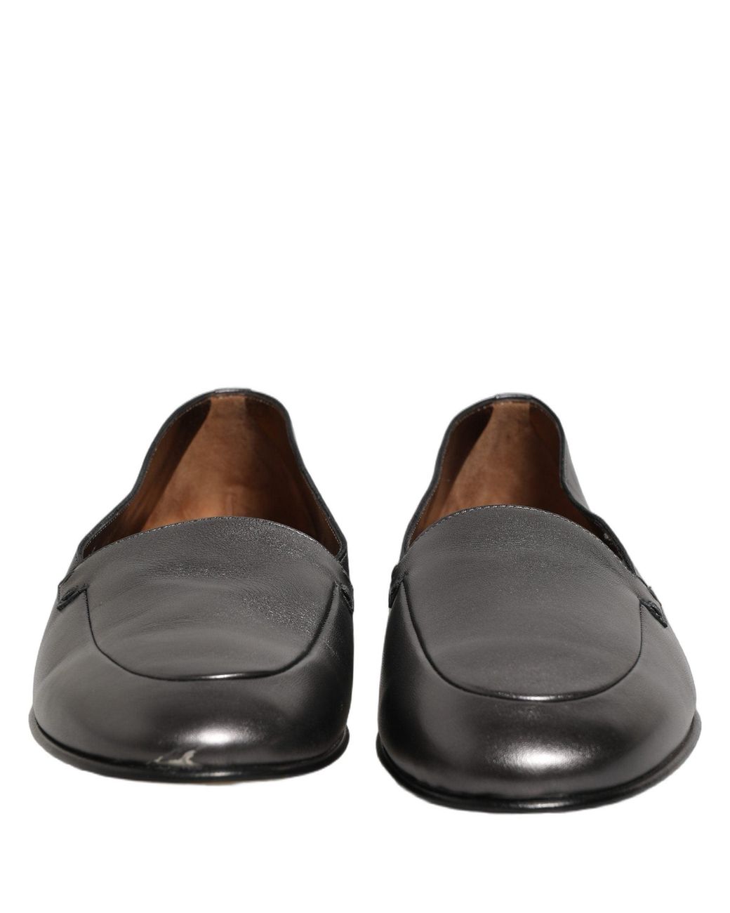 Dolce & Gabbana Gray Silver Leather Dg Logo Slip On Loafers Shoes for men