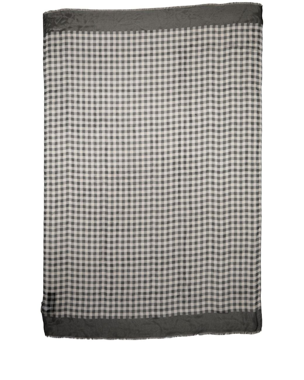 Dolce & Gabbana Gray Black White Napoli Silk Gingham Shawl Scarf
