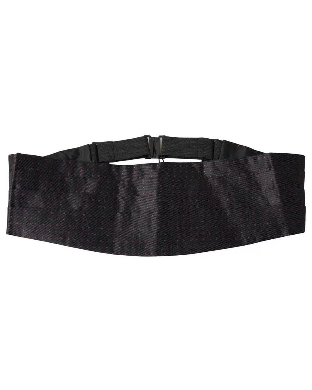 Dolce & Gabbana Black Silk Dotted Waist Tuxedo Belt Cummerbund for men