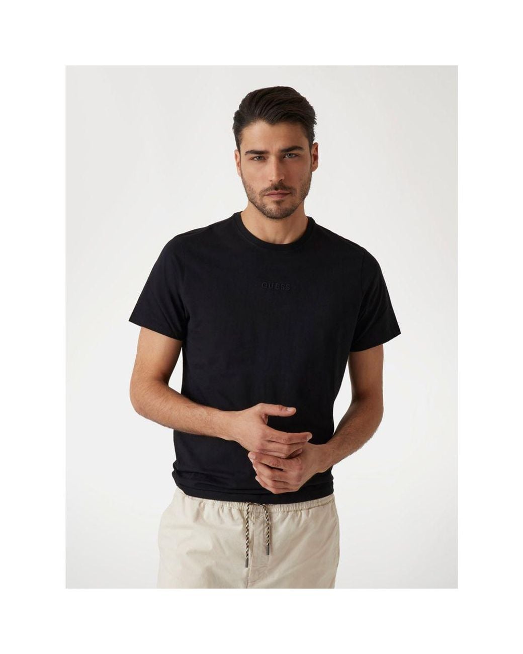 Guess Black Cotton T-Shirt for men