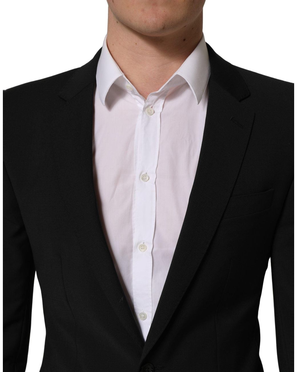 Dolce & Gabbana Black Wool Slim Fit Formal 2 Piece Men Suit for men