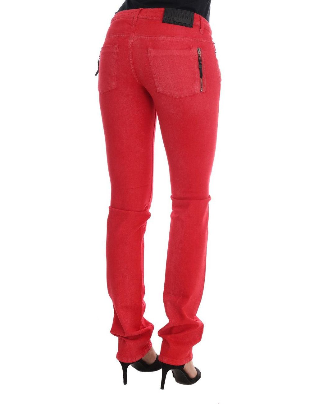 CoSTUME NATIONAL Red Radiant Super Slim Designer Jeans