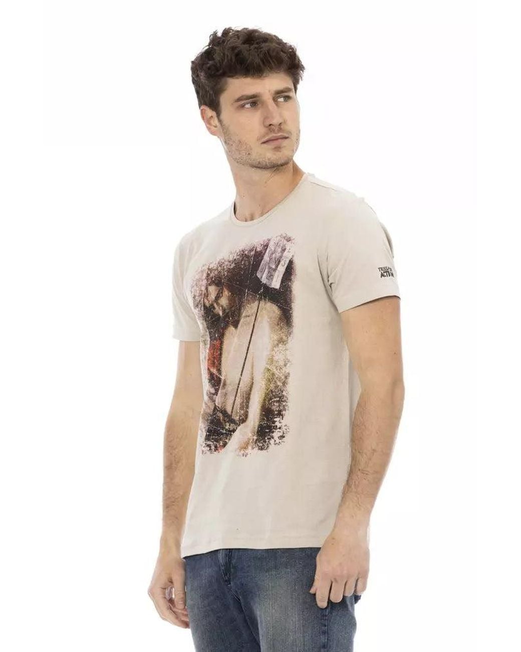 TRUSSARDI ACTION Natural Beige Cotton Men T for men