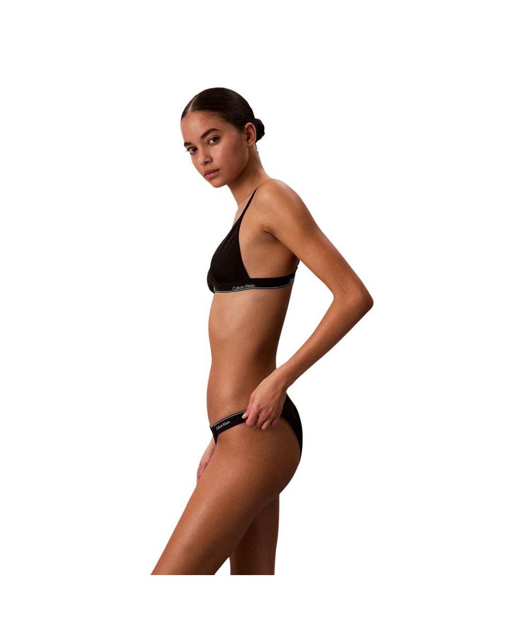 Calvin Klein Brown Black Recycled Polyester Bikini