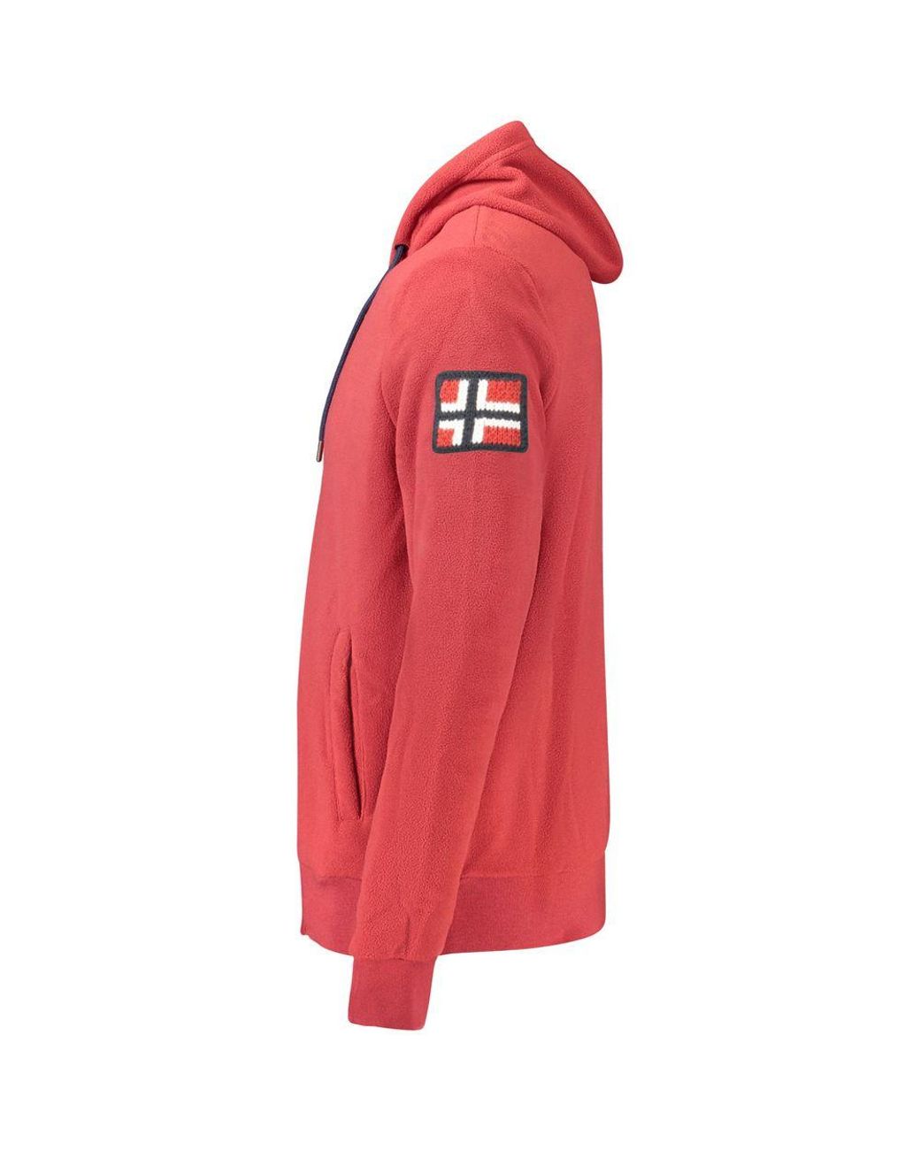 Norway 1963 Red Polyester Hooded Sweater for men